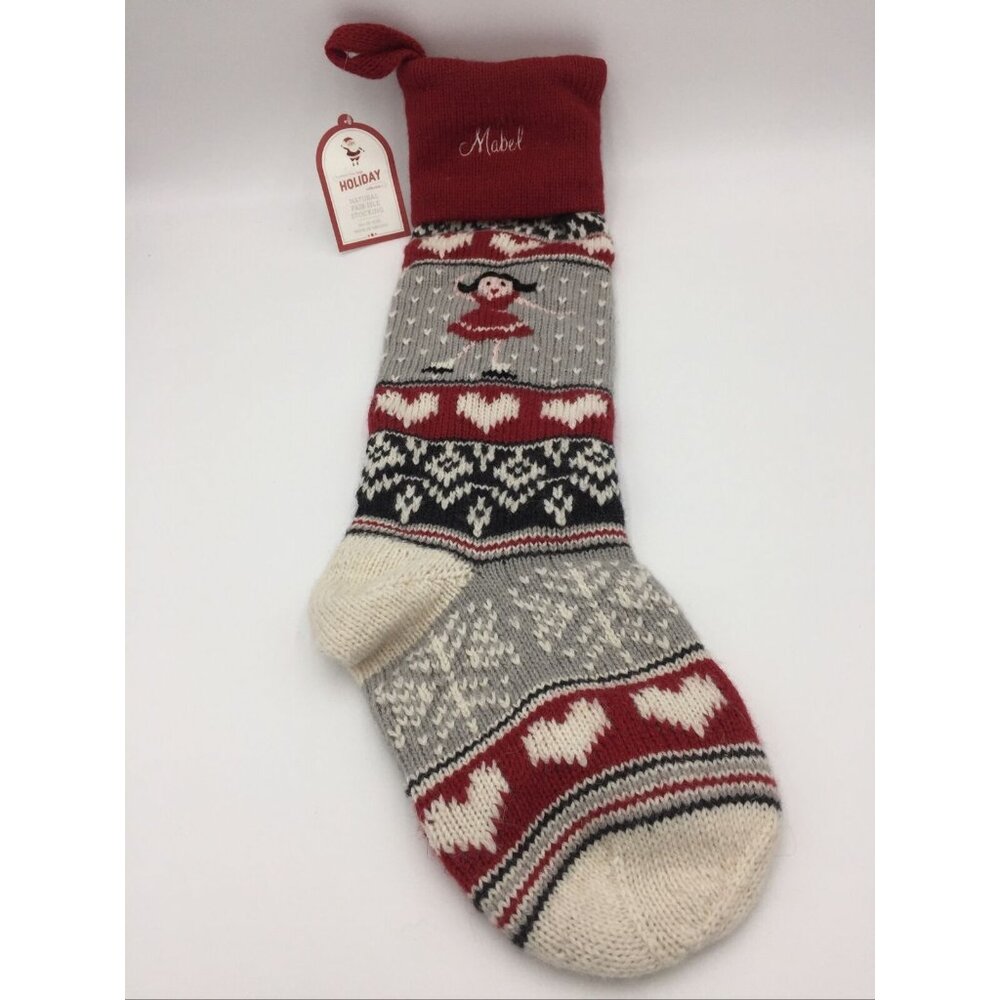 Pottery Barn Kids Mabel Natural Fair Isle Ice Skater Wool Stocking Christmas